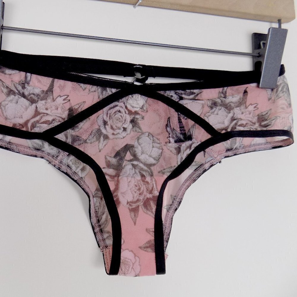 nwt VS luxe cheeky strappy sheer mesh floral